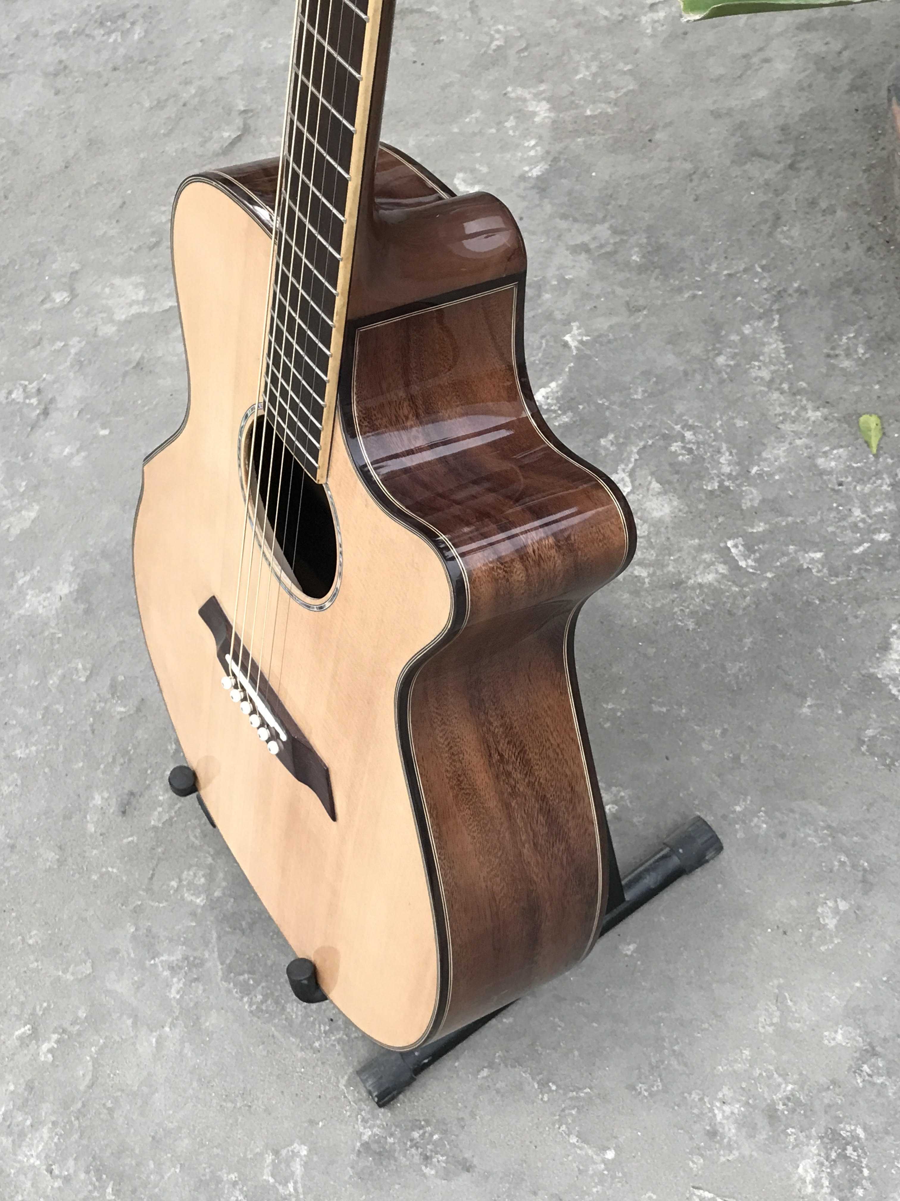 GUITAR ACOUSTIC GỖ ĐIỆP DÁNG A KHUYẾT VÁT TAY VÁT LƯNG