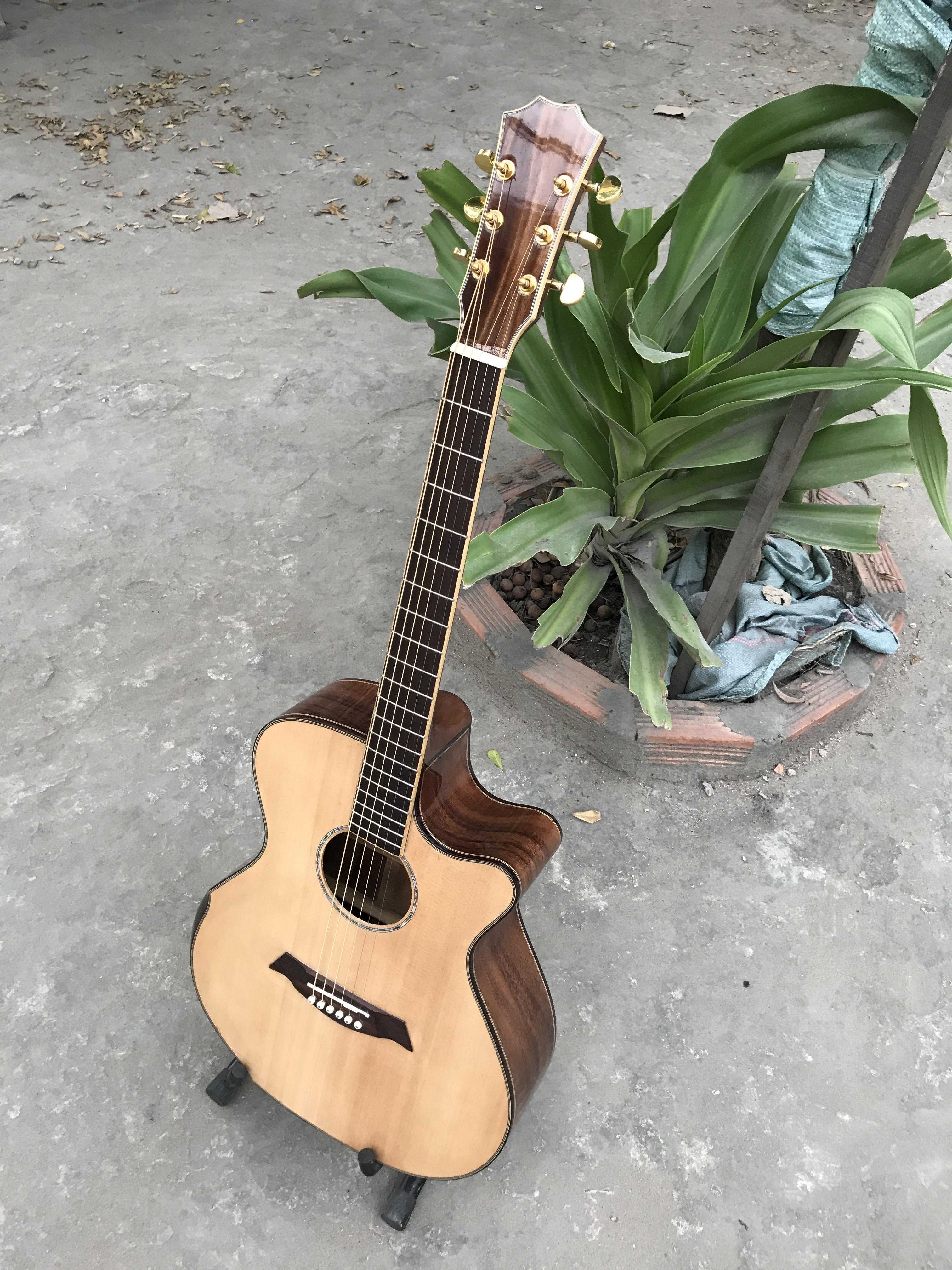 GUITAR ACOUSTIC GỖ ĐIỆP DÁNG A KHUYẾT VÁT TAY VÁT LƯNG